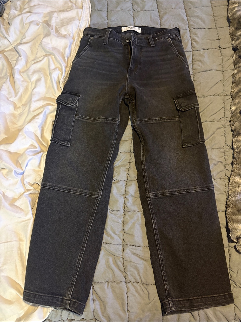 Hollister Dark Gray Cargo Pants with Knee Panels